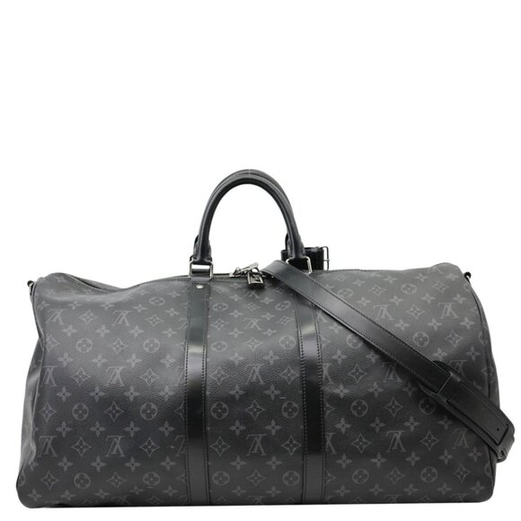 Louis Vuitton  Keepall 55 Bandouliere Monogram Eclipse Travel Bag Black - Picture 1 of 13